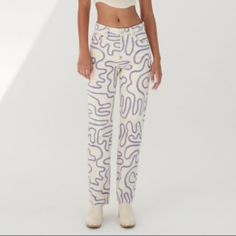 Zara blue squiggle print jeans